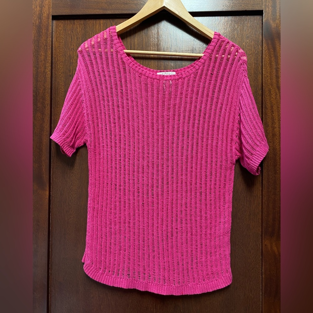 Deep pink crochet sweater